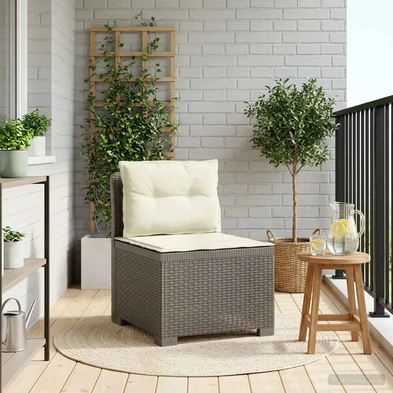 Vidaxl eénpersoons tuinbank met kussens rattan look pp lichtgrijs