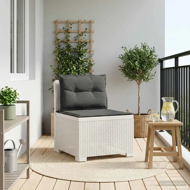 Vidaxl eénpersoons tuinbank met kussens rattan look pp wit