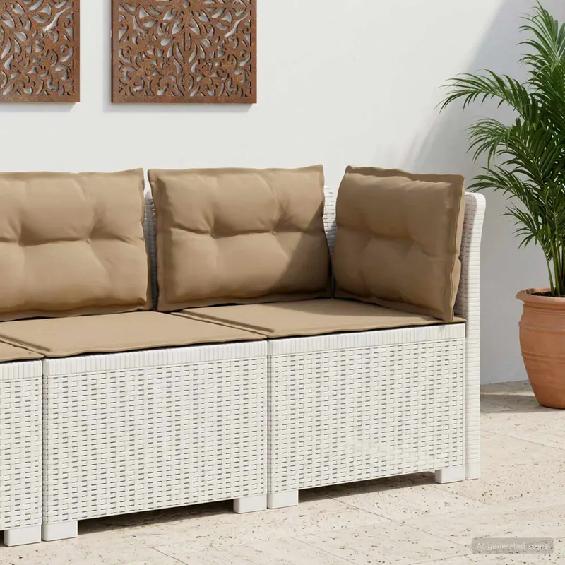 Vidaxl eénpersoons tuinbank met kussens rattan look pp wit