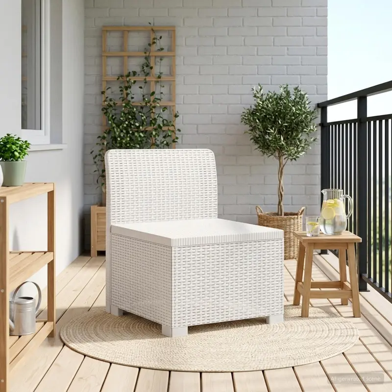 Vidaxl eénpersoons tuinbank rattan look pp wit