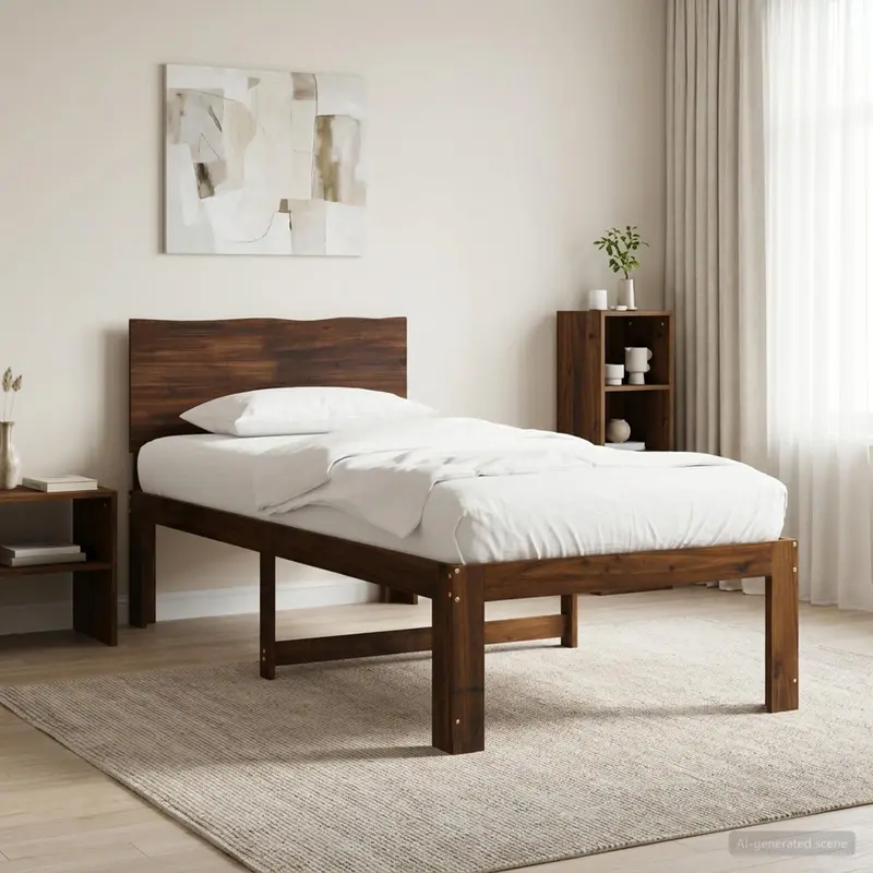 Vidaxl eenpersoonsbed met hoofdbord rostock donkerbruin 75 x 190 cm