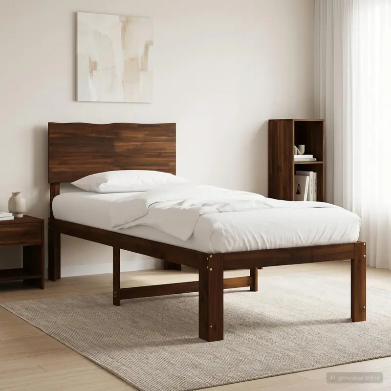 Vidaxl eenpersoonsbed met hoofdbord rostock donkerbruin 75 x 190 cm