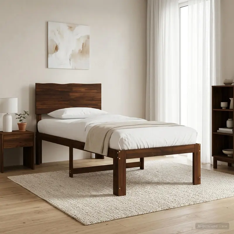 Vidaxl eenpersoonsbed met hoofdbord rostock donkerbruin 90 x 190 cm