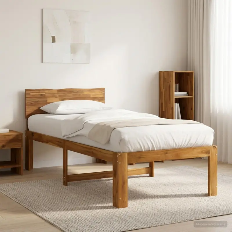 Vidaxl eenpersoonsbed met hoofdbord rostock naturel 100 x 200 cm
