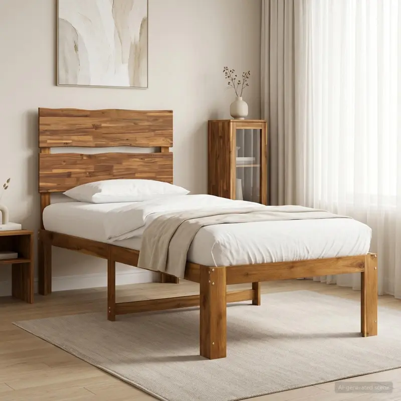 Vidaxl eenpersoonsbed met hoofdbord rostock naturel 100 x 200 cm