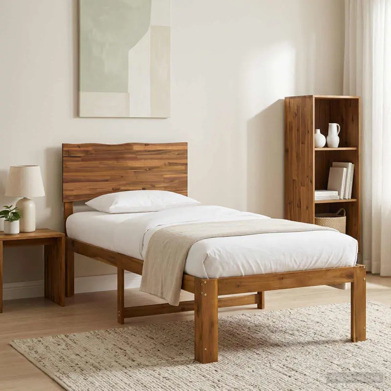 Vidaxl eenpersoonsbed met hoofdbord rostock naturel 100 x 200 cm