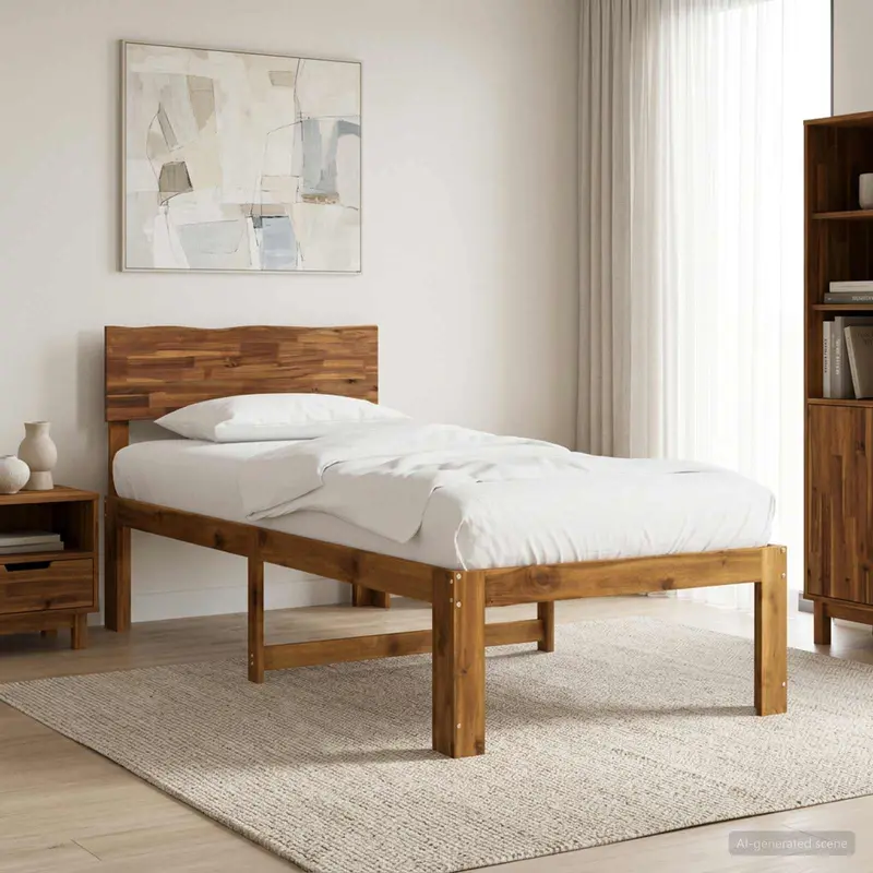 Vidaxl eenpersoonsbed met hoofdbord rostock naturel 75 x 190 cm