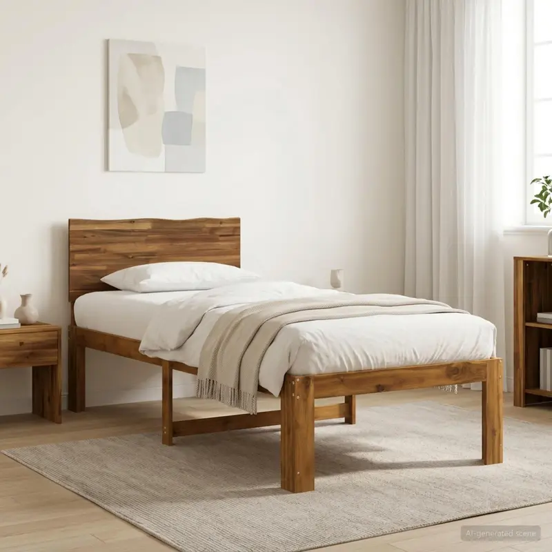 Vidaxl eenpersoonsbed met hoofdbord rostock naturel 75 x 190 cm