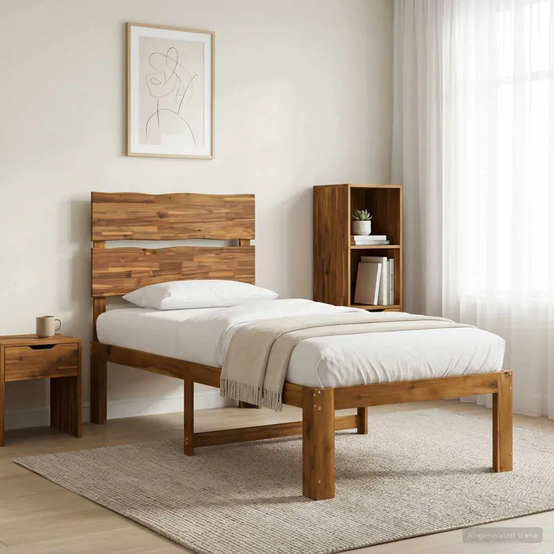 Vidaxl eenpersoonsbed met hoofdbord rostock naturel 75 x 190 cm