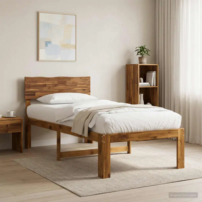 Vidaxl eenpersoonsbed met hoofdbord rostock naturel 80 x 200 cm