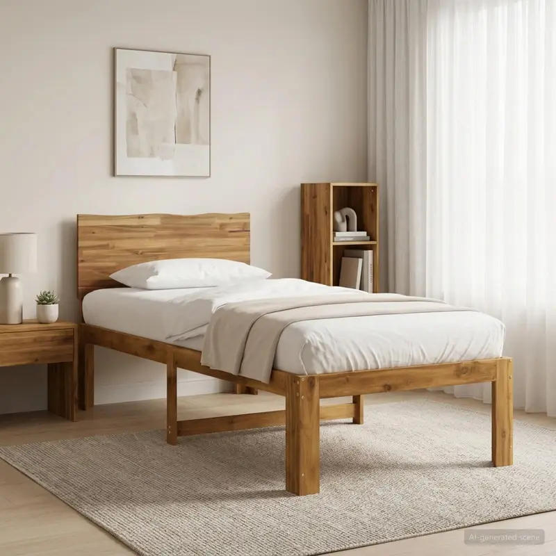 Vidaxl eenpersoonsbed met hoofdbord rostock naturel 80 x 200 cm