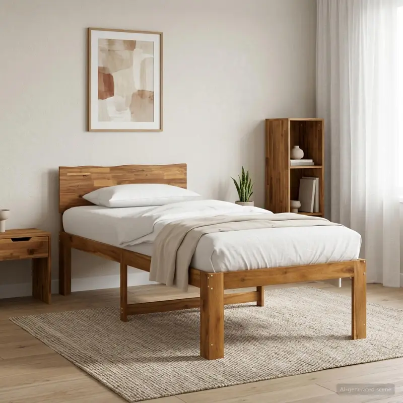 Vidaxl eenpersoonsbed met hoofdbord rostock naturel 80 x 200 cm
