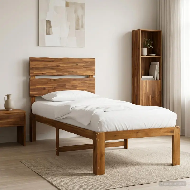 Vidaxl eenpersoonsbed met hoofdbord rostock naturel 80 x 200 cm