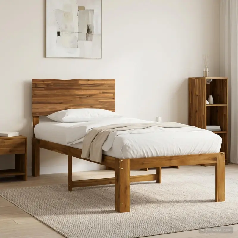 Vidaxl eenpersoonsbed met hoofdbord rostock naturel 80 x 200 cm