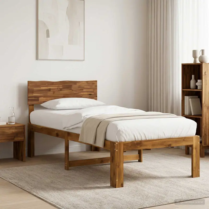 Vidaxl eenpersoonsbed met hoofdbord rostock naturel 90 x 190 cm
