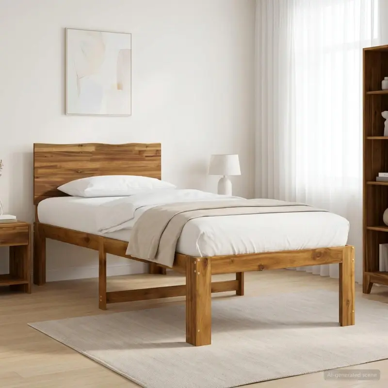 Vidaxl eenpersoonsbed met hoofdbord rostock naturel 90 x 190 cm