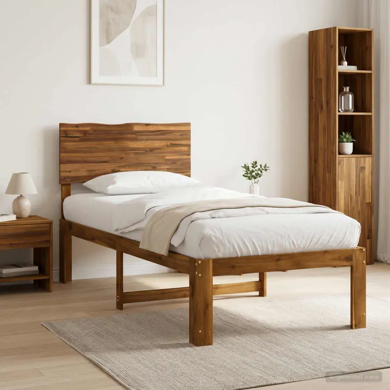 Vidaxl eenpersoonsbed met hoofdbord rostock naturel 90 x 190 cm