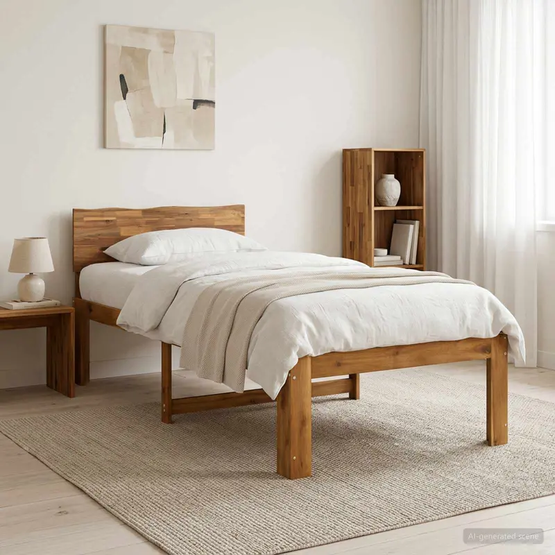 Vidaxl eenpersoonsbed met hoofdbord rostock naturel 90 x 200 cm