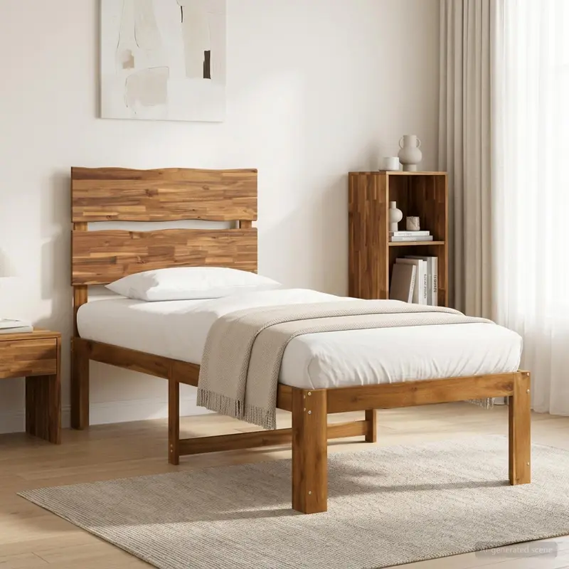 Vidaxl eenpersoonsbed met hoofdbord rostock naturel 90 x 200 cm