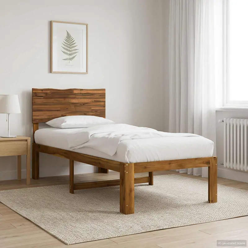 Vidaxl eenpersoonsbed met hoofdbord rostock naturel 90 x 200 cm