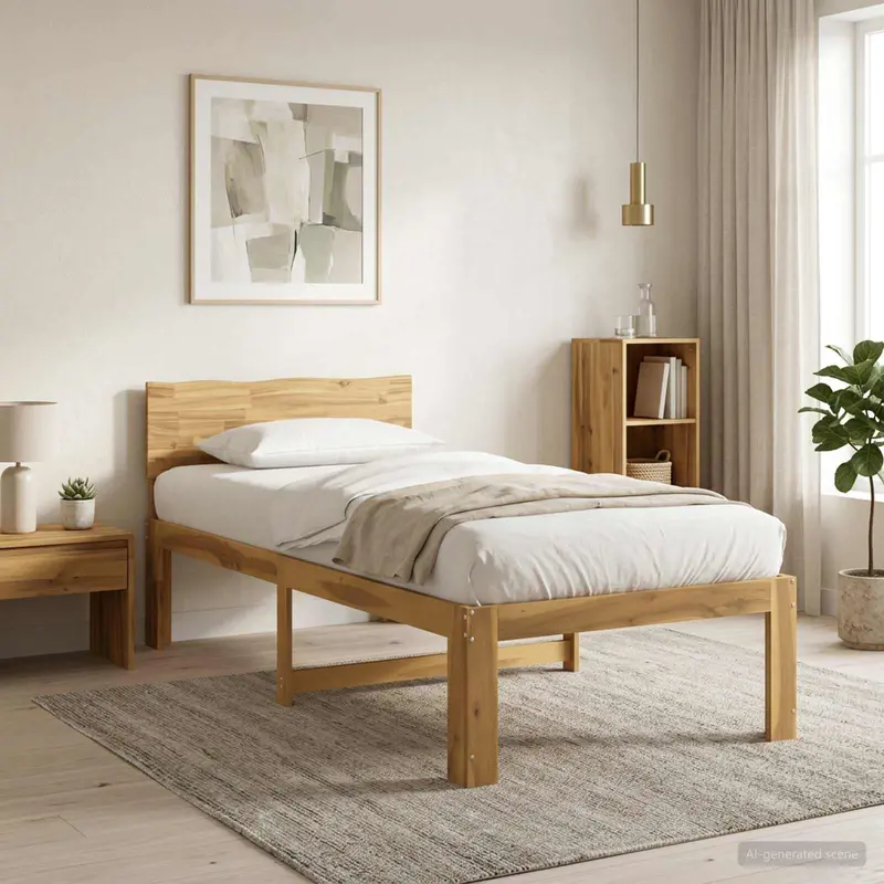Vidaxl eenpersoonsbed met hoofdbord rostock wit 100 x 200 cm