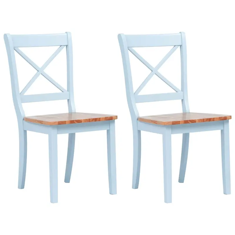 Vidaxl eetkamerstoelen 2 st massief rubberwood grijs en naturel