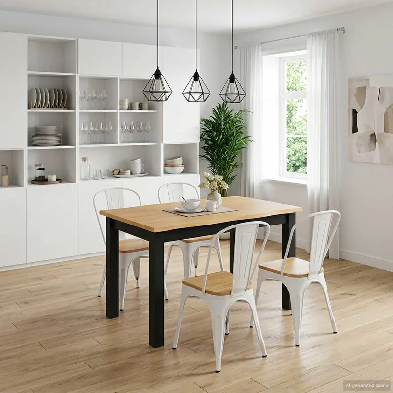 Vidaxl eettafel ekai zwart 112 x 70 x 76,5 cm massief grenenhout