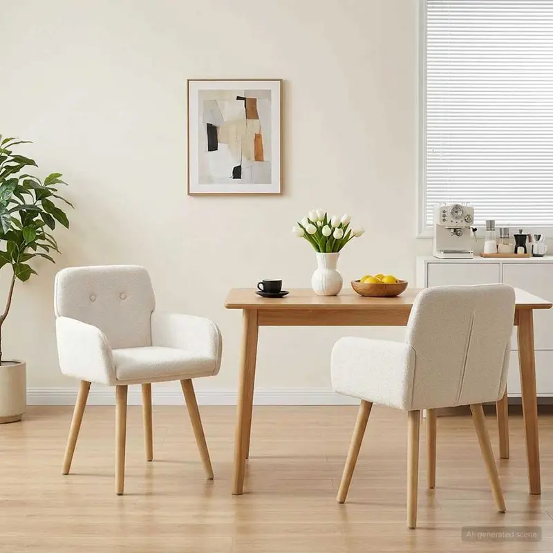 Vidaxl eettafelstoelen 2 st bouclé crèmekleurig 59 x 56,5 x 85 cm