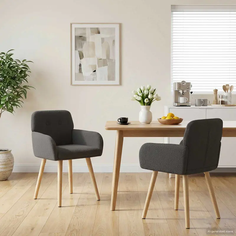 Vidaxl eettafelstoelen 2 st bouclé donkergrijs 59 x 56,5 x 85 cm
