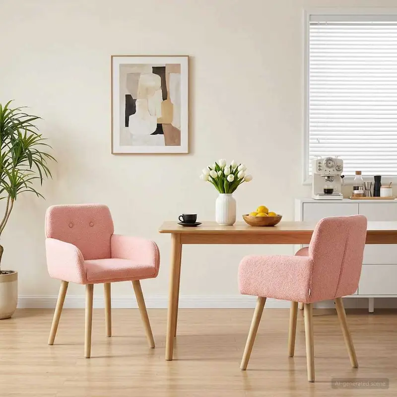 Vidaxl eettafelstoelen 2 st bouclé roze 59 x 56,5 x 85 cm