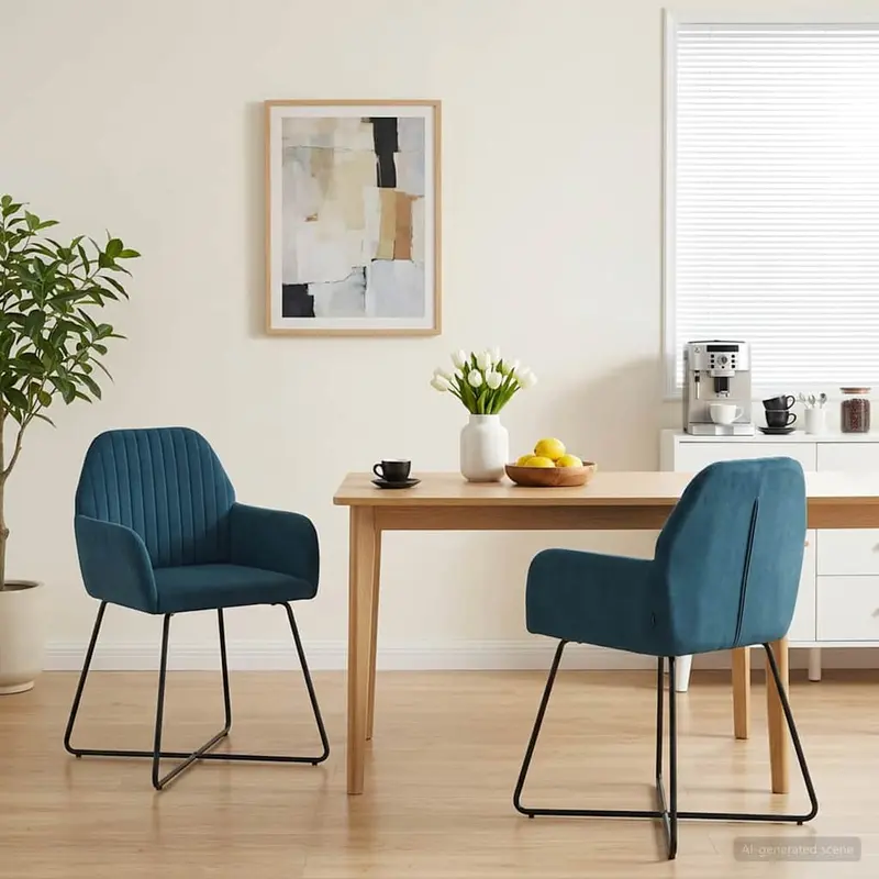 Vidaxl eettafelstoelen 2 st fluweel blauw 55 x 50 x 84 cm