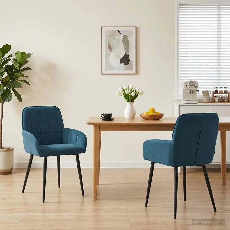 Vidaxl eettafelstoelen 2 st fluweel blauw 56.5 x 50 x 85 cm