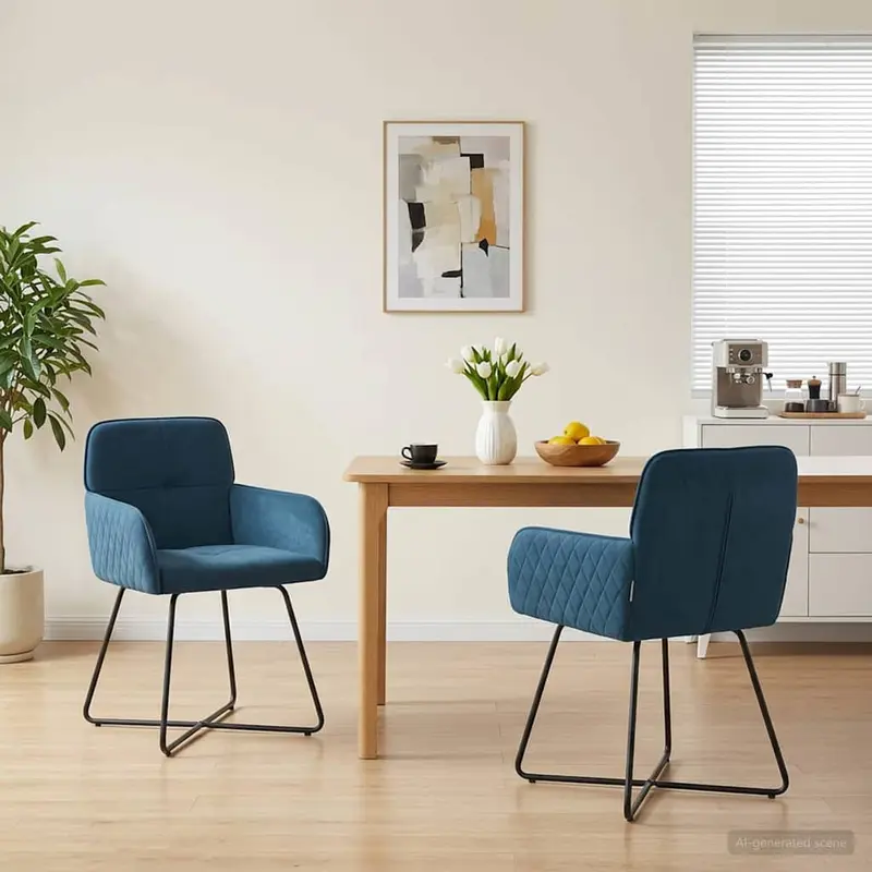 Vidaxl eettafelstoelen 2 st fluweel blauw 59 x 56,5 x 86 cm