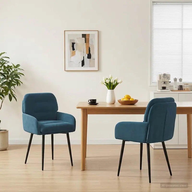 Vidaxl eettafelstoelen 2 st fluweel blauw 59 x 59,5 x 90 cm