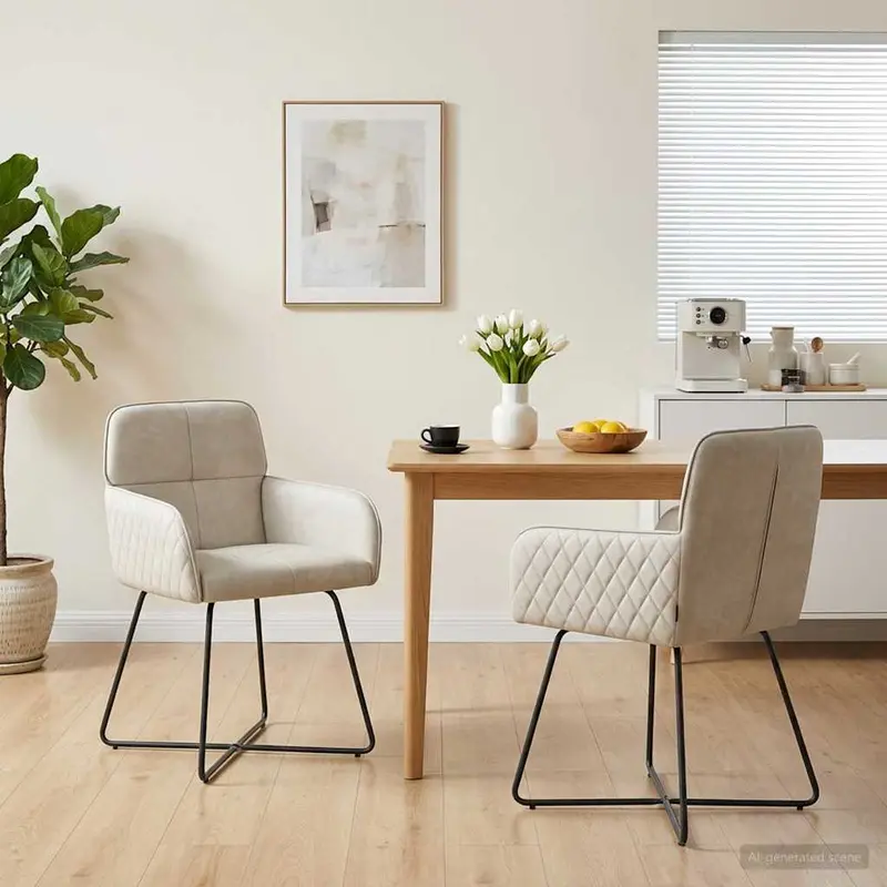Vidaxl eettafelstoelen 2 st fluweel crèmekleurig 59 x 56,5 x 86 cm