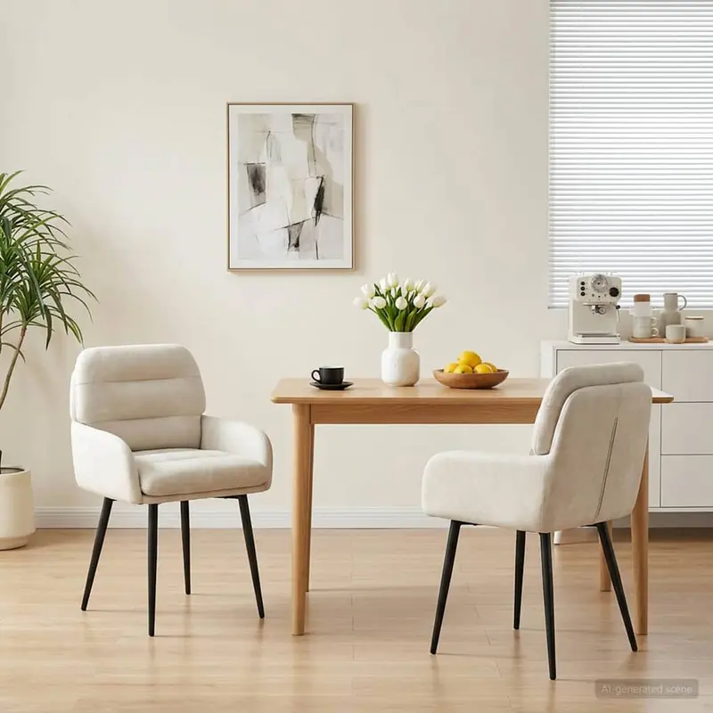 Vidaxl eettafelstoelen 2 st fluweel crèmekleurig 59 x 59,5 x 90 cm