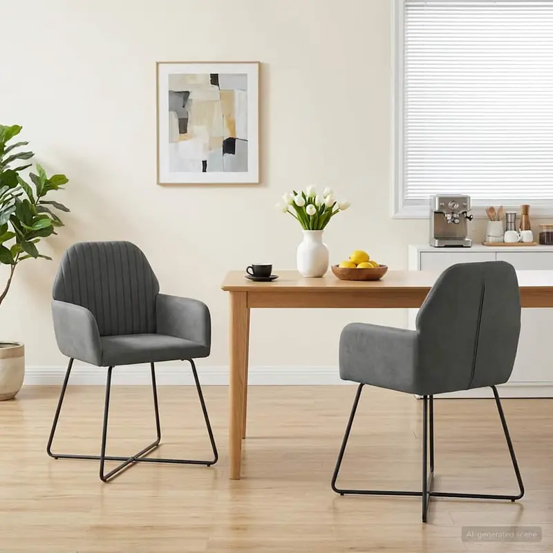 Vidaxl eettafelstoelen 2 st fluweel donkergrijs 55 x 50 x 84 cm