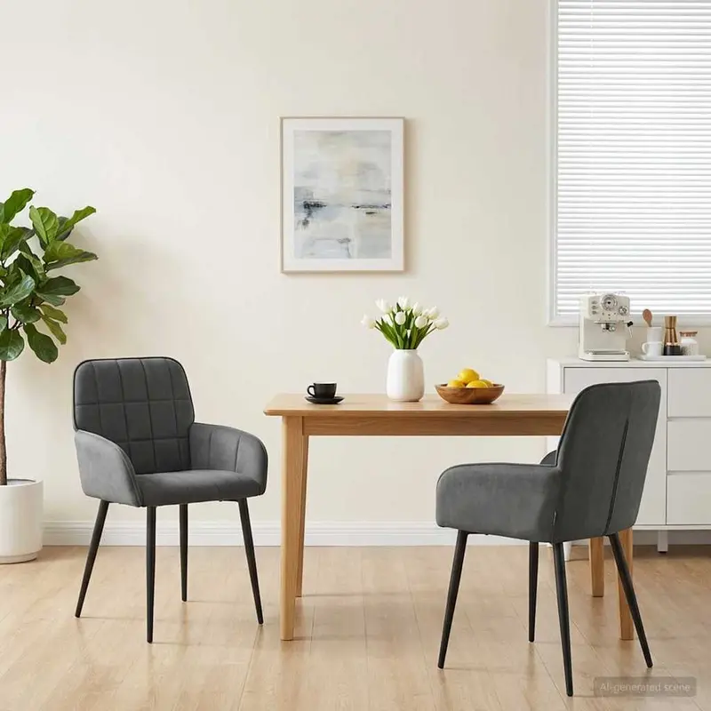 Vidaxl eettafelstoelen 2 st fluweel donkergrijs 56.5 x 50 x 85 cm