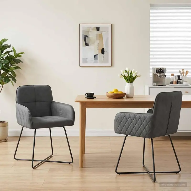 Vidaxl eettafelstoelen 2 st fluweel donkergrijs 59 x 56,5 x 86 cm