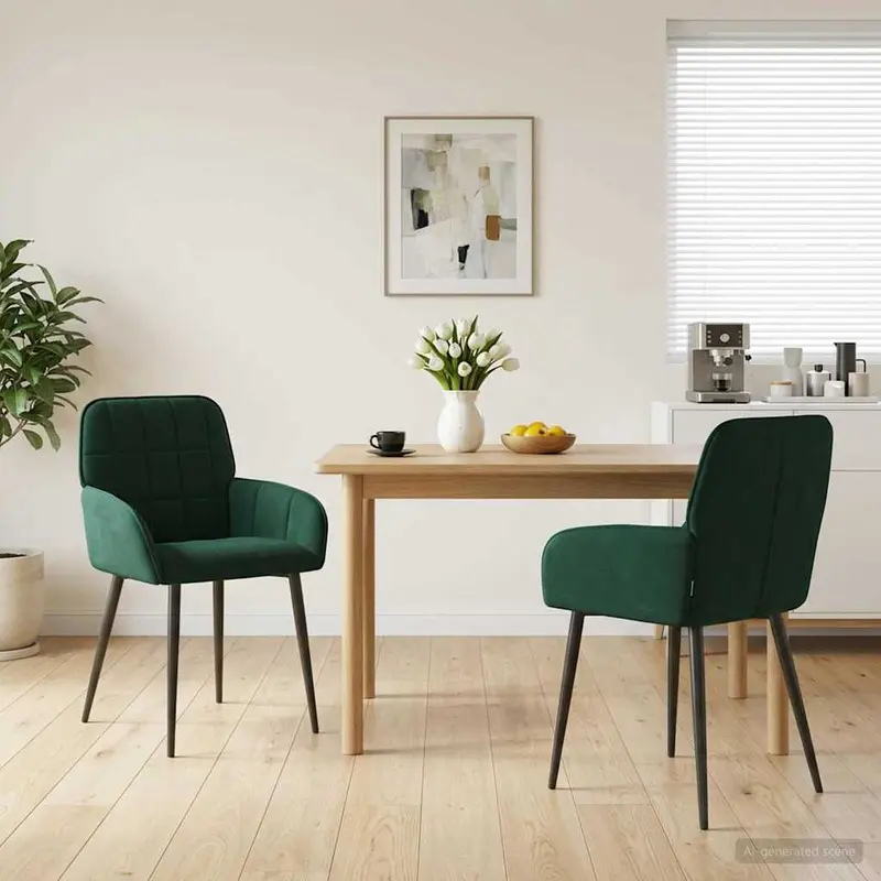 Vidaxl eettafelstoelen 2 st fluweel donkergroen 56.5 x 50 x 85 cm
