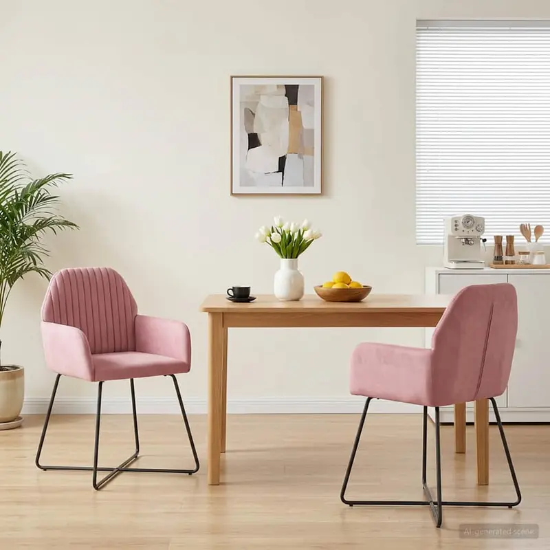 Vidaxl eettafelstoelen 2 st fluweel roze 55 x 50 x 84 cm