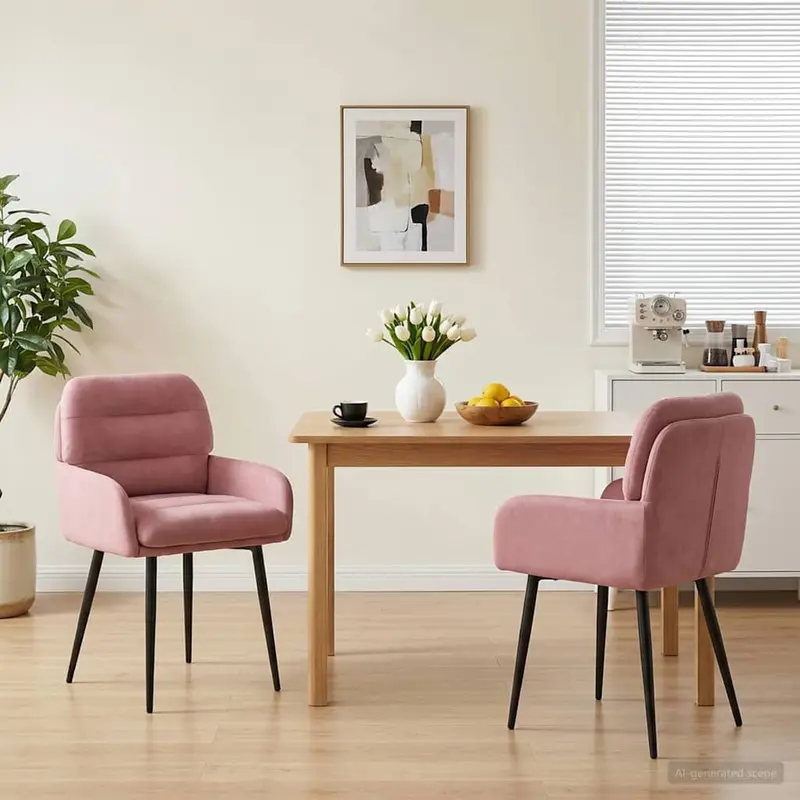 Vidaxl eettafelstoelen 2 st fluweel roze 59 x 59,5 x 90 cm