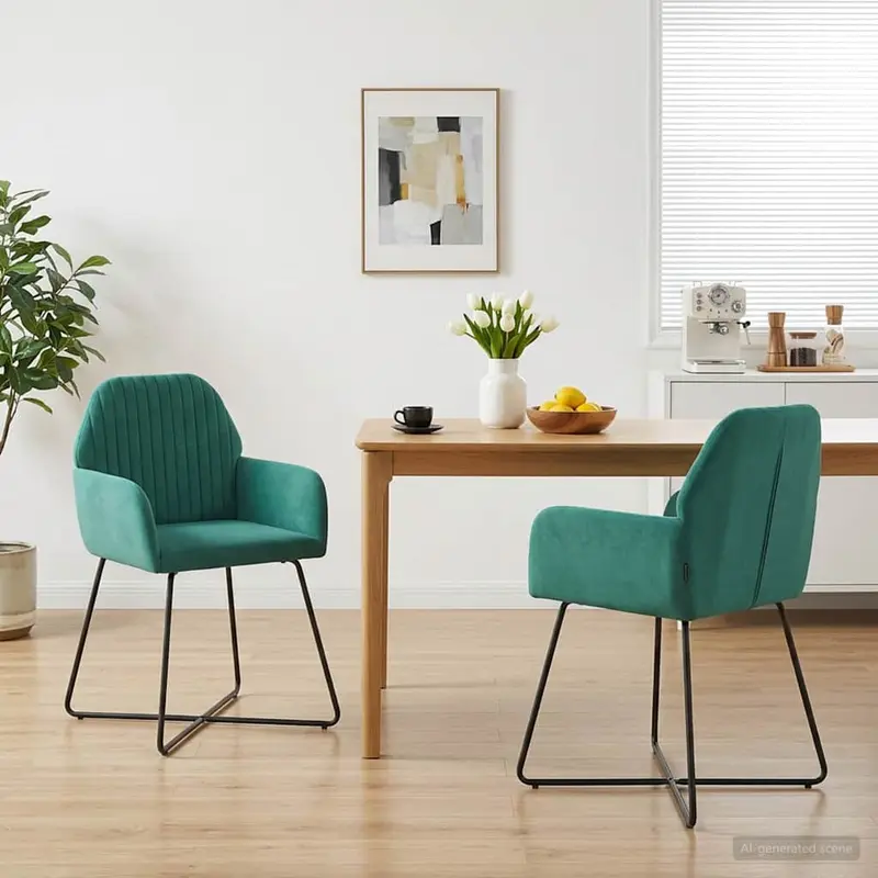 Vidaxl eettafelstoelen 2 st fluweel turquoise 55 x 50 x 84 cm