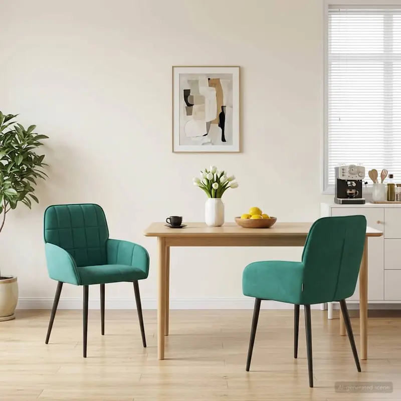 Vidaxl eettafelstoelen 2 st fluweel turquoise 56.5 x 50 x 85 cm