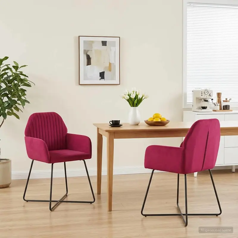 Vidaxl eettafelstoelen 2 st fluweel wijnrood 55 x 50 x 84 cm