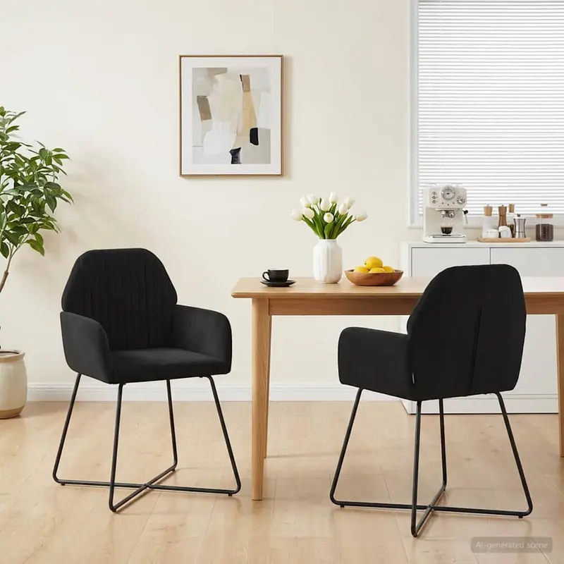 Vidaxl eettafelstoelen 2 st fluweel zwart 55 x 50 x 84 cm