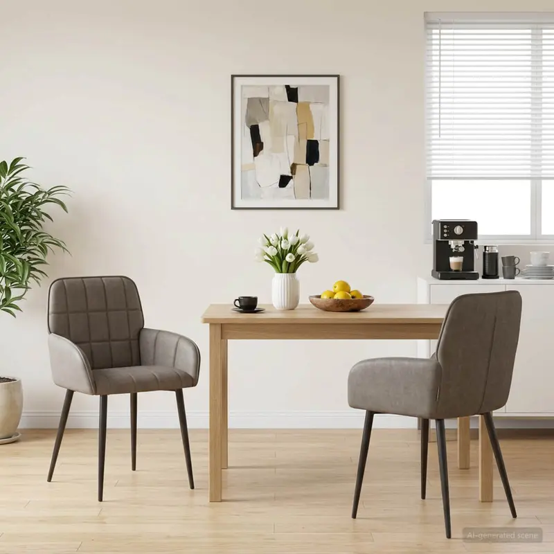 Vidaxl eettafelstoelen 2 st kunstleer grijs 56,5 x 50 x 85 cm