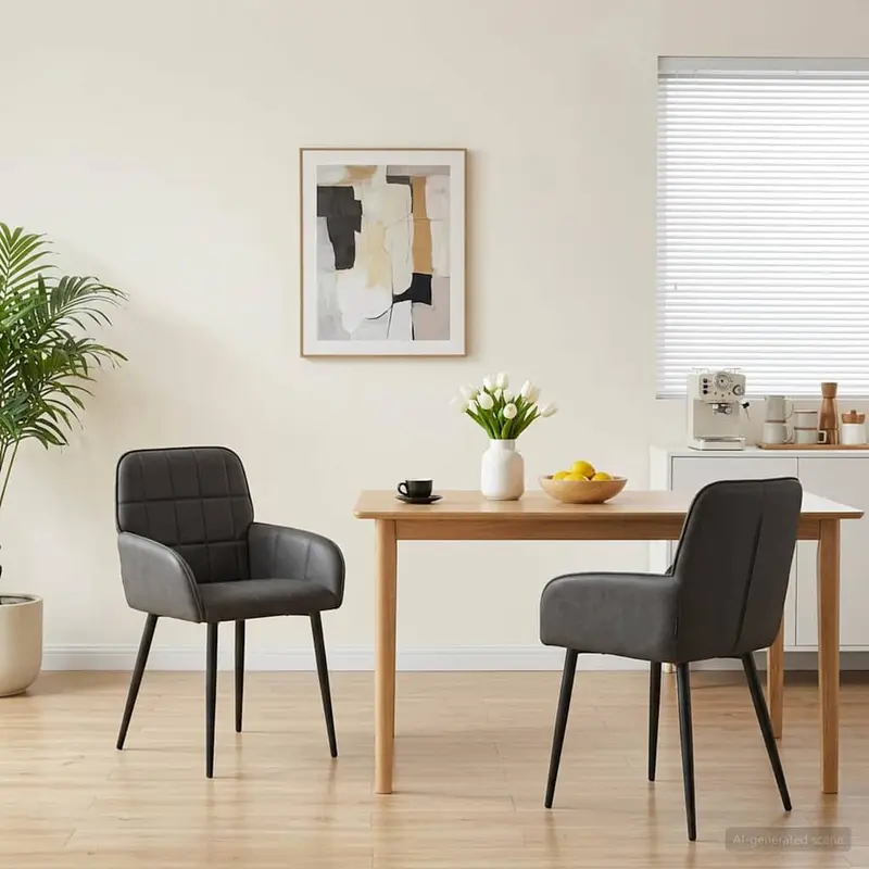 Vidaxl eettafelstoelen 2 st kunstleer zwart 56,5 x 50 x 85 cm