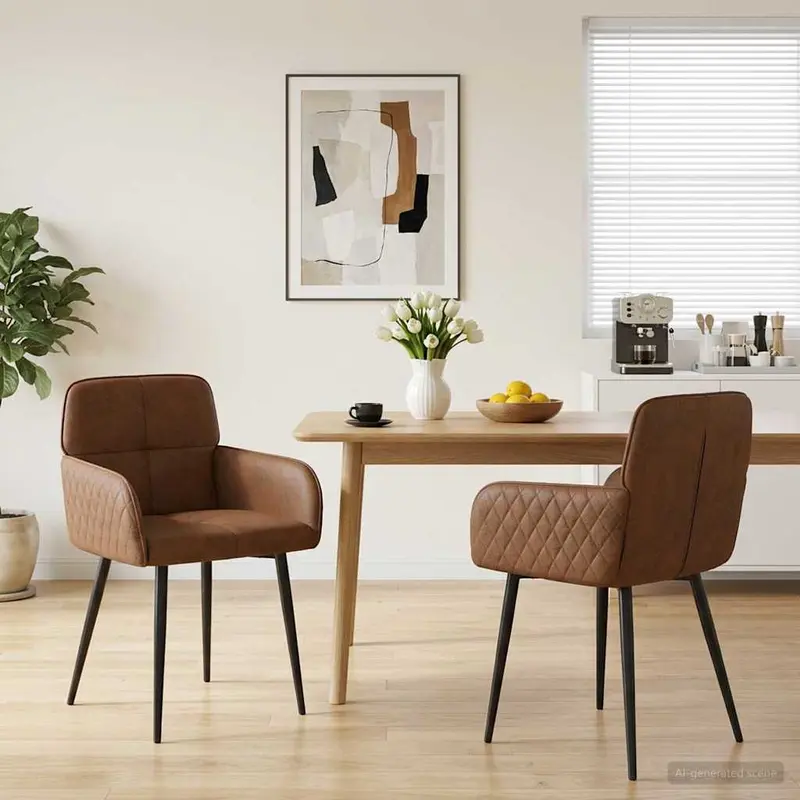 Vidaxl eettafelstoelen 2 st nep suede leer bruin 59 x 56,5 x 85 cm