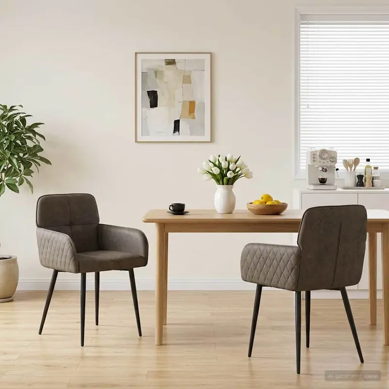 Vidaxl eettafelstoelen 2 st nep suede leer donkergrijs 59x56,5x85cm